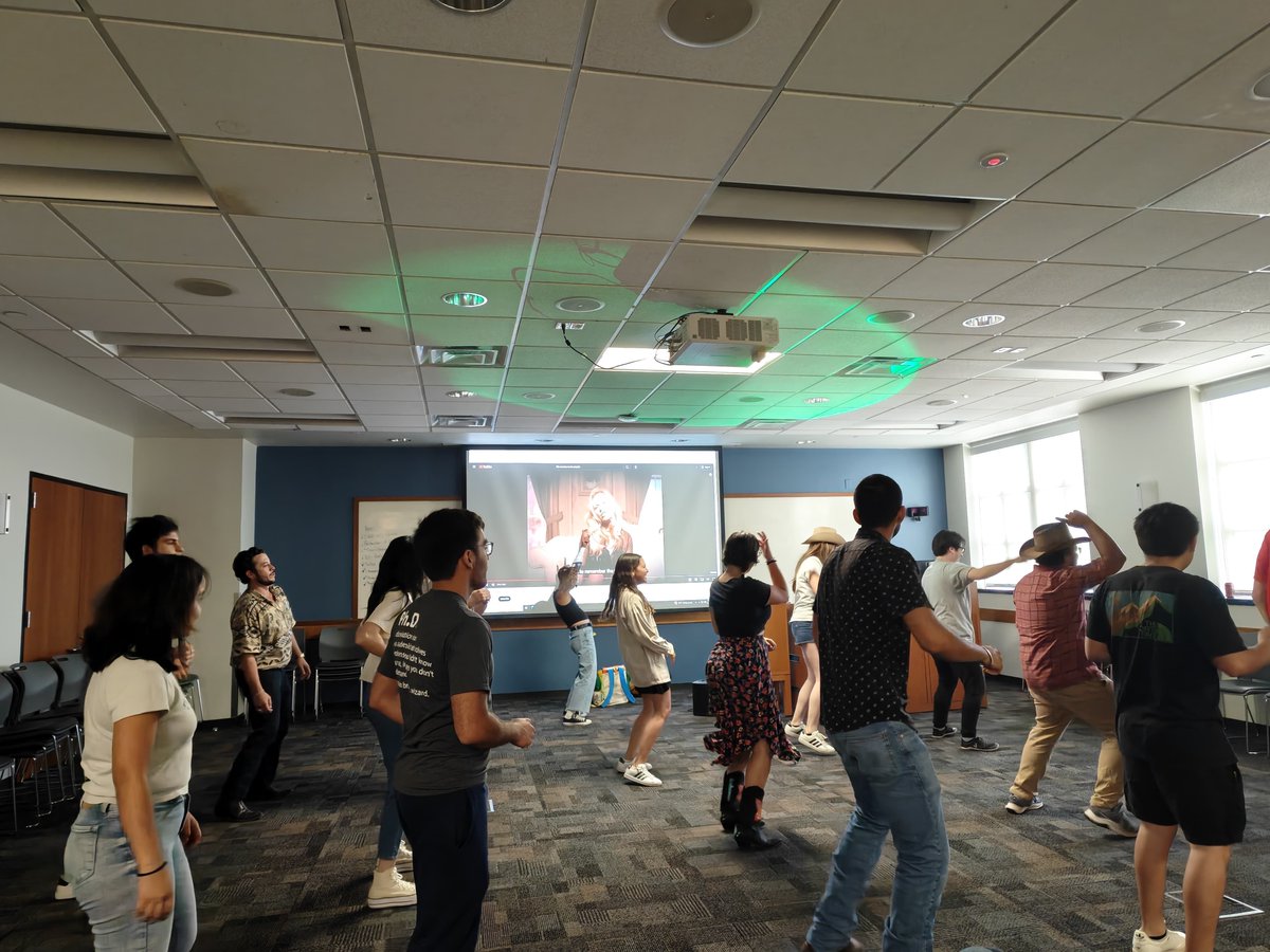 MDI_Lab's tweet image. Lab stress? Two-step it away! 🕺 Celebrated end of semester with line dancing lessons! Perfect way to honor our graduating undergrads while building community. Sometimes the best scientific collabs begin on the dance floor!  #LabLife #AcademicTwitter #GradSchoolWins