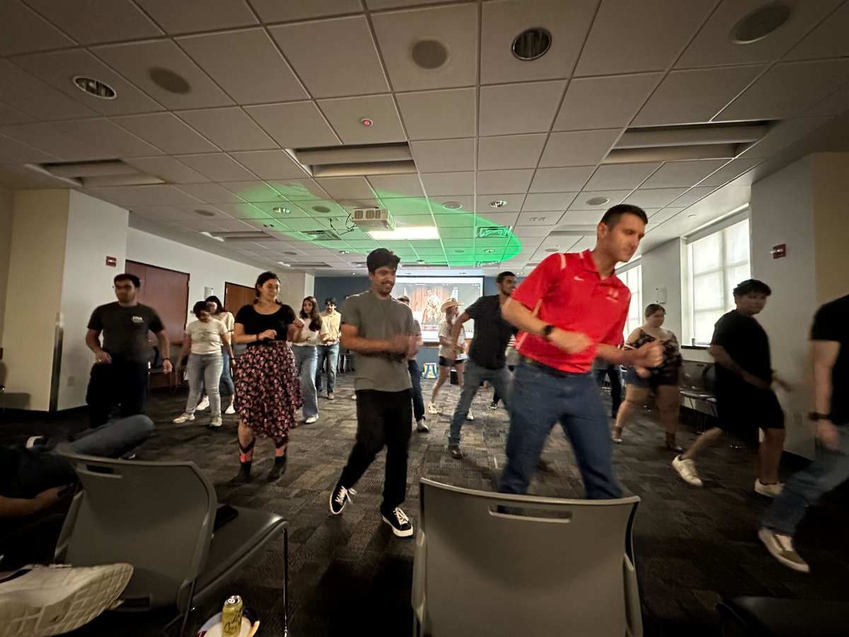 MDI_Lab's tweet image. Lab stress? Two-step it away! 🕺 Celebrated end of semester with line dancing lessons! Perfect way to honor our graduating undergrads while building community. Sometimes the best scientific collabs begin on the dance floor!  #LabLife #AcademicTwitter #GradSchoolWins