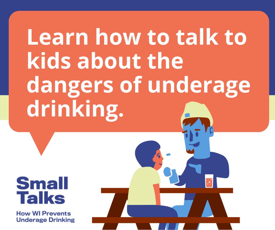 DHSWI's tweet image. Spending time with the younger generation this #holiday weekend? A barbecue, picnic, or family get-together can be a great time to have #SmallTalksWI about the dangers of underage drinking. Get tips to start the conversation: dhs.wisconsin.gov/small-talks/ro…