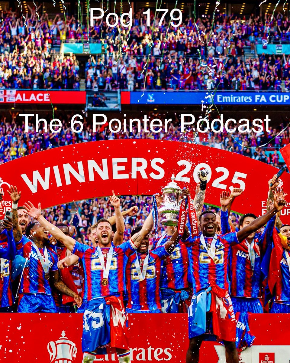 Podcast 179🎙️

Pre and post match reaction (from 04:50) as Crystal Palace win the FA Cup 2025. Does it get any better than this?

Listen here 👇🏼
audioboom.com/posts/8722458-…

🦅

You can also subscribe via your chosen podcast provider👇🏼
podfollow.com/6PointerPodcast

#CPFC
#EmiratesFACup