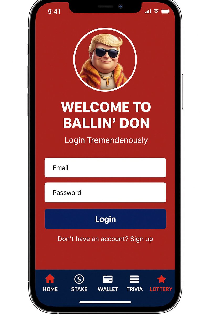 🚨 The Ballin’ Don app is about to drop!📱

You wanted DeFi with drip? We built it. You wanted vibes? We delivered. You wanted a token that makes you feel like a billionaire on a bender? Say less.

💸 Features include:
🏆 Staking with 220% APY (Don math &gt; Wall Street math)
🎯