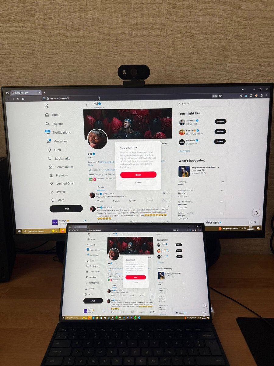 All our laptops and desktops come with KSI blocked on X as standard