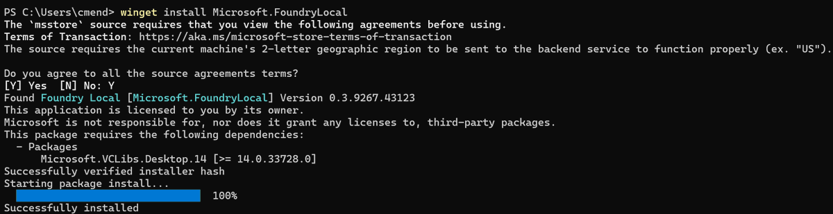 cmendibl3's tweet image. Just Installed #FoundryLocal 

#GenerativeAI #Azure #Microsoft