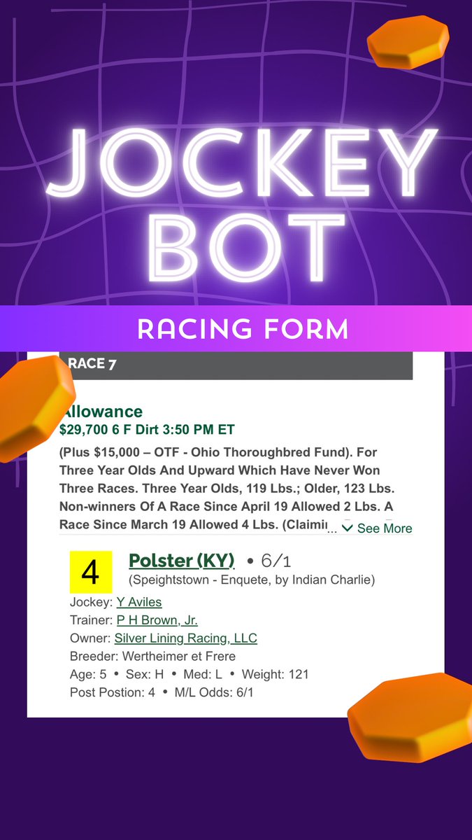 jockeybots's tweet photo. POLSTER racing today 🏇🏿🗞️@JACKThistledown 3:50 PM ET tune in live at @FanDuel_Racing https://t.co/wQrPtMjFXM