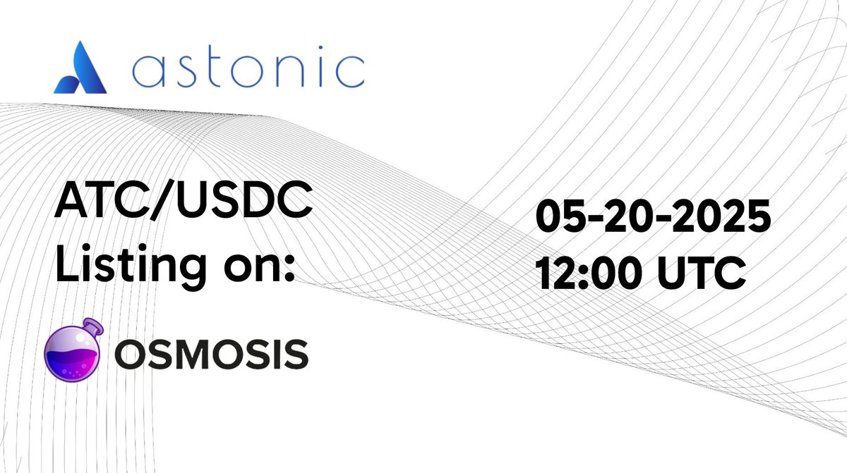 Astonic Protocol (@astonic_xyz) on Twitter photo 🚀 Big News, #Astonic Community!
ATC/USDC is coming to <a href="/osmosiszone/">Osmosis 🧪</a>! ⚛️
📅 Tuesday, May 20, 2025
⏰ 12:00 UTC
Get ready to trade ATC on the biggest DEX in the Cosmos ecosystem!
#DeFi #Osmosis #ATC 🚀 Big News, #Astonic Community!
ATC/USDC is coming to <a href="/osmosiszone/">Osmosis 🧪</a>! ⚛️
📅 Tuesday, May 20, 2025
⏰ 12:00 UTC
Get ready to trade ATC on the biggest DEX in the Cosmos ecosystem!
#DeFi #Osmosis #ATC
