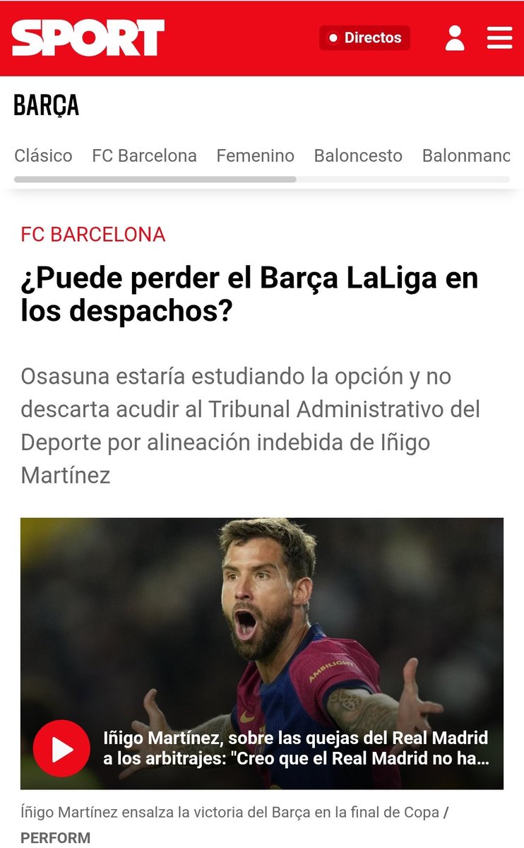 MiguelGalanCNFE's tweet photo. El BARCA @FCBarcelona_es no puede perder La Liga en los despachos.

Por mucho que el @Osasuna siga recurriendo en el TAD la inexistencia de alineación indebida de Iñigo Martínez NO prosperará. 

Tengo que subrayar una vez más que el artículo 5 del Anexo I del RETJ NO es aplicable en esta situación, dado que el Jugador fue desconvocado de manera expresa y oficial por la RFEF, lo que anula la prohibición de jugar que establece dicho artículo.

0% de posibilidades son las que tiene el Osasuna de que el Tribunal Administrativo del Deporte le de la razón y anule la resolución del Comite de Apelación, en primer lugar porque de estimarse las pretensiones del Osasuna nunca sería alineación indebida y pérdida de puntos siempre sería una multa económica, y en segundo lugar porque tanto el Comité de Competición como el Comité de Apelación y por ende el Tribunal Administrativo del Deporte no son competentes para resolver cuestiones del reglamento la FIFA. El Osasuna bajo mi punto de vista se equivocó al interponer la denuncia en la Real Federación Española de Fútbol seguramente hubiera conseguido algo más de éxito si la hubiera interpuesto en la FIFA pues es el único órgano competente. 

En el hipotético caso de que el Tribunal Administrativo del Deporte diera la razón al @Osasuna NUNCA podria declarar campeón de Liga al Real Madrid CF , petitum que por otra parte, excede de las competencias revisoras del Tribunal Administrativo del Deporte que sólo resolvería por la alineación indebida, dado que los efectos competicionales de esa hipotética resolución a favor de Osasuna correspondería a la Real Federación Española de Fútbol. Además, conforme al principio de pro competittione las clasificaciones actuales son inamovibles. El bien jurídico protegido es el desarrollo normal de la competición, y lo máximo que podría reclamar Osasuna, si lograra que el TAD fallara a su favor, serían daños y perjuicios, lo cual parece difícil de conseguir.

Por tanto él Tribunal Administrativo del Deporte de ESTIMAR el recurso interpuesto por el Osasuna , contra la Resolución del 
Comité de Apelación de la Real Federación Española de Fútbol y, en consecuencia, revocara la citada Resolución impugnada, NUNCA declararía la pérdida del encuentro o las consecuencias competicionales derivadas de la resolución dado que no tiene competencias para ello. 

Corresponde a la Real Federación Española de Fútbol la decisión sobre la alteración de la competición y teniendo en cuenta que el presidente de la RFEF,  Sr Louzan ya ha entregado el campeonato de liga en persona al Fútbol Club Barcelona, eso es inamovible aunque le dieran la razón al Osasuna. 

Cualquier resolución en sentido contrario sería una resolución de imposible cumplimiento. 

El Título de Liga nunca sería para el Real Madrid CF ni en el peor de los escenarios en cuanto a la estimación del hipotético recurso del Osasuna. 

Para que quede claro estamos hablando en un hipotético escenario que nunca se va a dar porque el Tribunal Administrativo del deporte nunca va a dar la razón al @Osasuna

https://t.co/TJVrBpbgO8