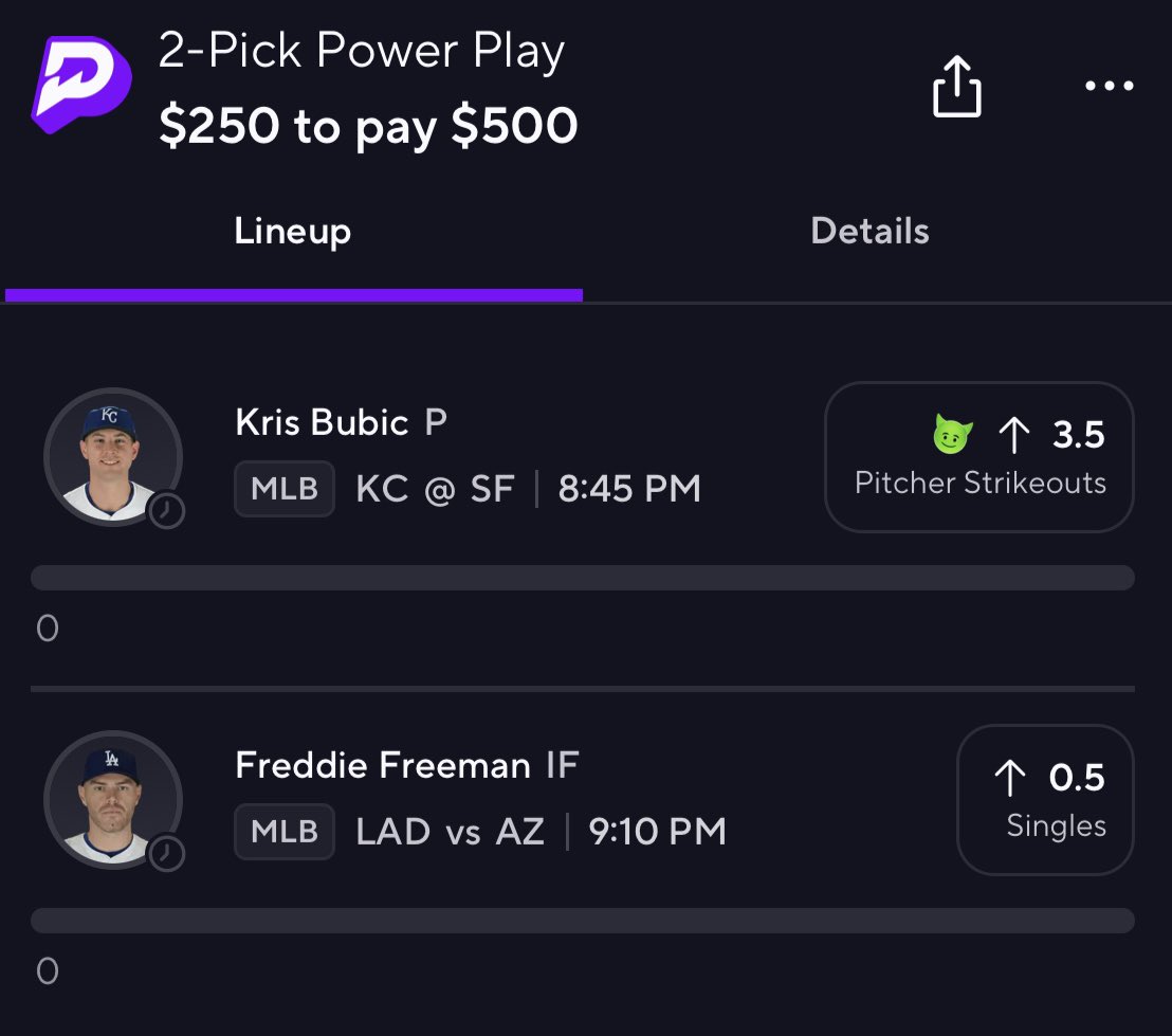 PlayerOdds's tweet photo. MONDAY MLB FREE DOUBLE UP LFG‼️

$𝟮𝟱 𝗧𝗢 𝗦𝗢𝗠𝗘𝗢𝗡𝗘 𝗪𝗛𝗢 𝗟𝗜𝗞𝗘𝗦 𝗪𝗛𝗘𝗡 𝗪𝗘 𝗖𝗔𝗦𝗛💰

Kris Bubic OVER 3.5 K’s 🤖
Freddie FREEman OVER .5 Singles 🤖
#PlayerOdds #PrizePicks https://t.co/zSq9pqMnqN