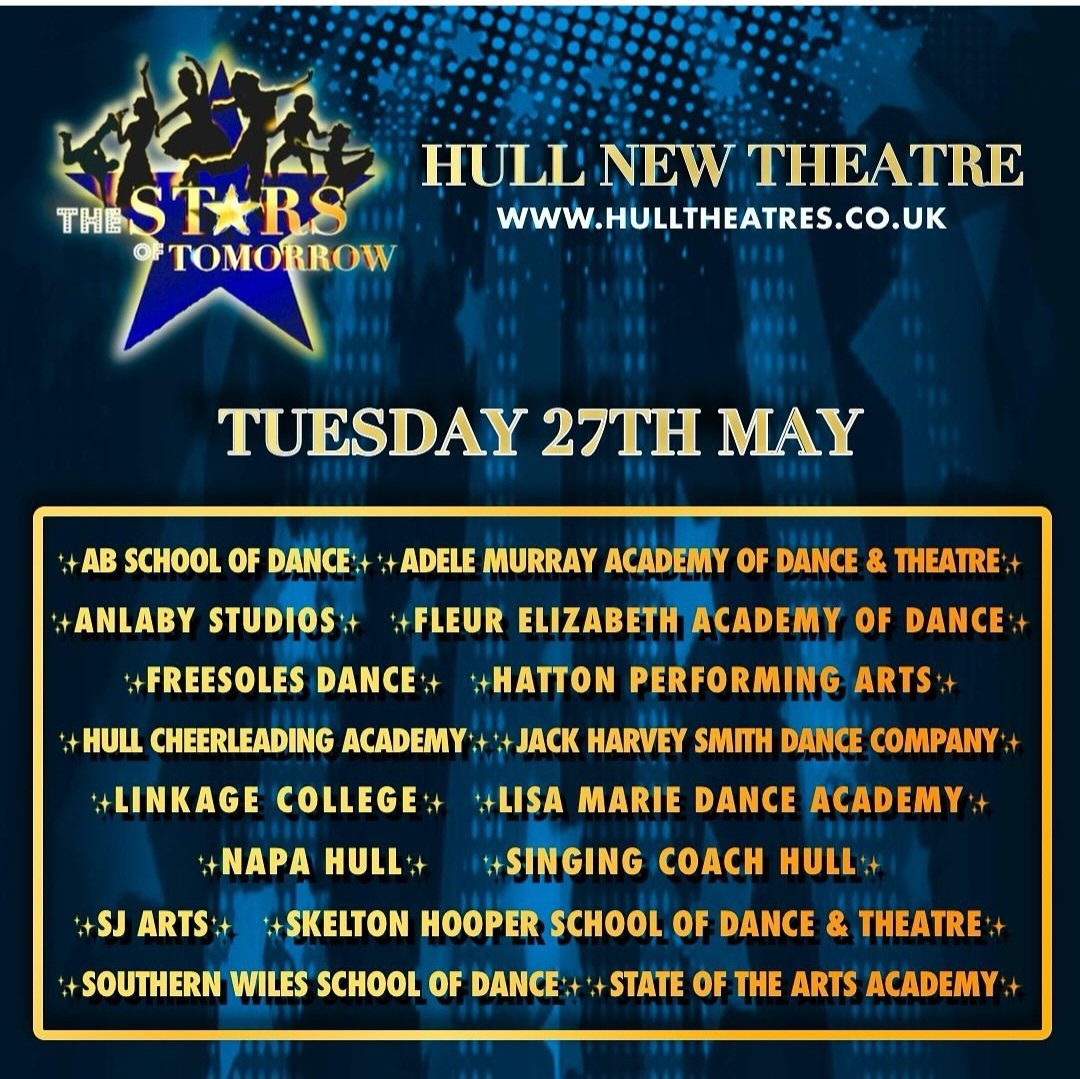 🌟 THE STARS OF TOMORROW

We are looking forward to sharing the stage with all of these Amazing performers at Hull New Theatre on Tuesday 27th May ! ⬇️

You can get your tickets from hulltheatres.co.uk 🎟

#SWDance
