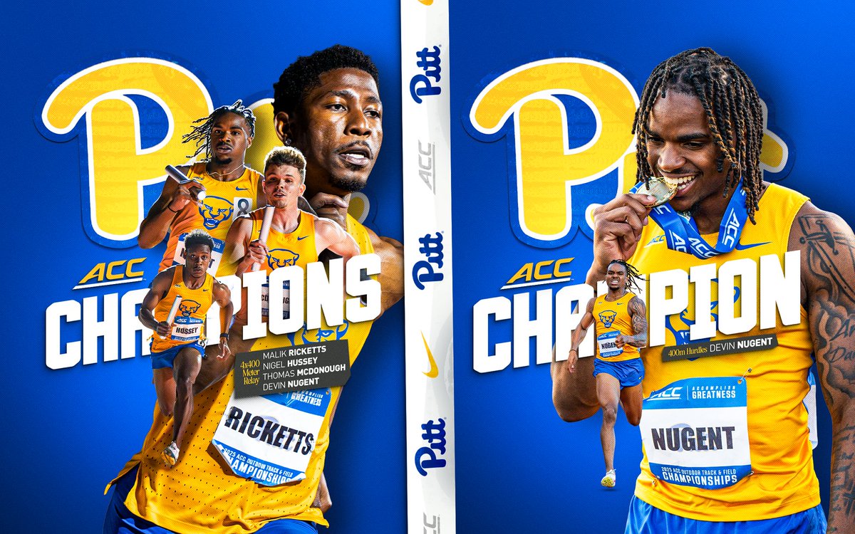 Pitt Panthers (@pitt_athletics) on Twitter photo Our newest ACC CHAMPIONS 🥇
Congrats to these Panthers from <a href="/Pitt_TF_XC/">Pitt TF/XC</a>:
➡️ Men’s 4x400 meter relay team
➡️ Devin Nugent, 400-meter hurdles
Read more: pi.tt/TF25ACCs Our newest ACC CHAMPIONS 🥇
Congrats to these Panthers from <a href="/Pitt_TF_XC/">Pitt TF/XC</a>:
➡️ Men’s 4x400 meter relay team
➡️ Devin Nugent, 400-meter hurdles
Read more: pi.tt/TF25ACCs
