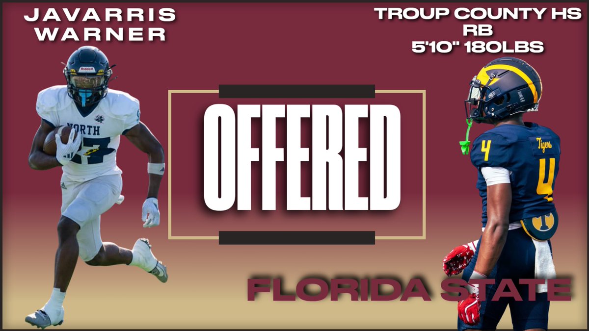 Troup Recruitz (@trouprecruitz) on Twitter photo ‘27 Troup County HS RB <a href="/JavarrisW112908/">Javarris "Jay" Warner</a> picks up an offer from <a href="/FSUFootball/">FSU Football</a> #NoleFamily #KeepCLIMBing #RecruitTroup <a href="/Coach_Eleyssami/">Alex Eleyssami FSU</a> <a href="/tanner_glisson/">tanner glisson</a> <a href="/JC_PUNISHER_GA/">J.C._COPELAND</a> <a href="/_CoachMac_/">Connor McNamee</a> ‘27 Troup County HS RB <a href="/JavarrisW112908/">Javarris "Jay" Warner</a> picks up an offer from <a href="/FSUFootball/">FSU Football</a> #NoleFamily #KeepCLIMBing #RecruitTroup <a href="/Coach_Eleyssami/">Alex Eleyssami FSU</a> <a href="/tanner_glisson/">tanner glisson</a> <a href="/JC_PUNISHER_GA/">J.C._COPELAND</a> <a href="/_CoachMac_/">Connor McNamee</a>
