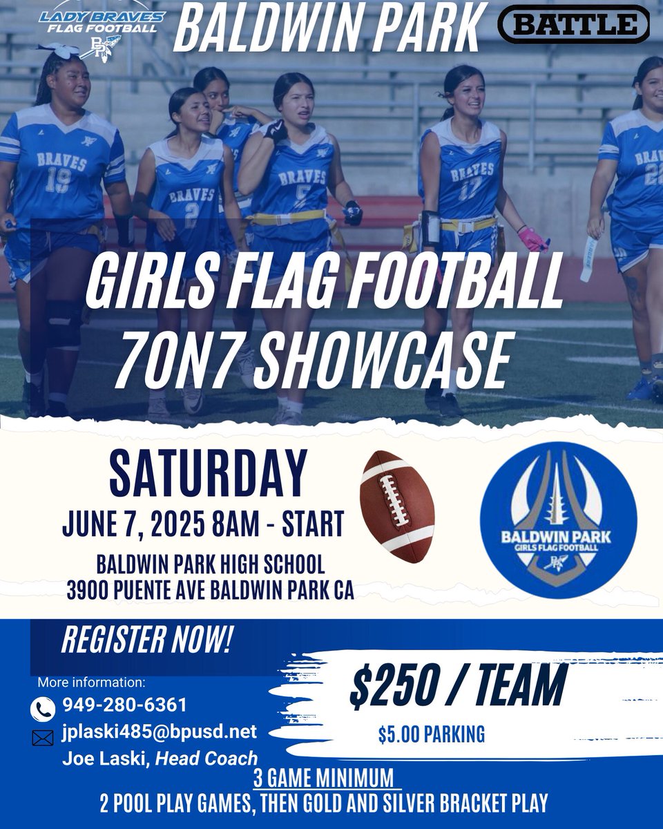 1st annual girls flag showcase ! Any teams interested please DM us #braves #flagfootball