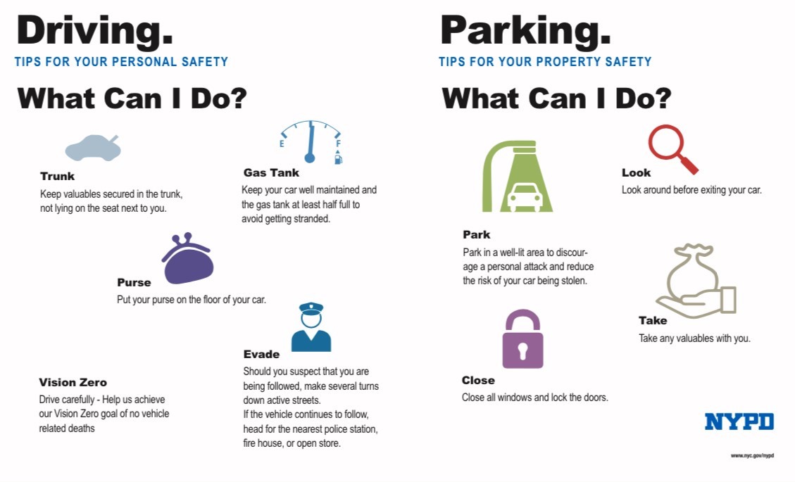 Please keep these tips in mind while you are driving and parking around the neighborhood!