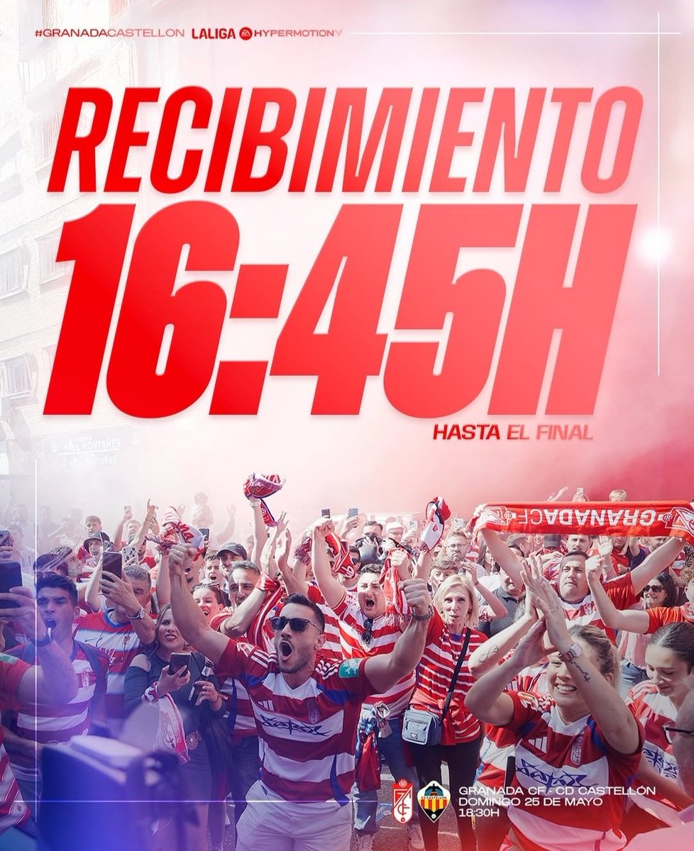 Este domingo, el partido comienza a las 16.45 h.
Recibamos al equipo como se merece ante la primera final de la temporada.

Granada CF - CD Castellón

#VamosMiGranada #EternaLucha #GranadaCF <a href="/GranadaCF/">Granada CF ❤️⚪️</a>