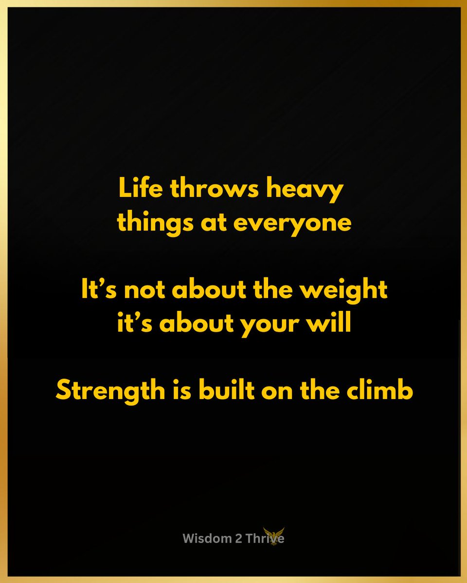 Wisdom2Thrive's tweet photo. It’s hard for everyone—but here’s the difference: your will.

Struggle is universal.
Everyone feels doubt, fear, resistance.
But the ones who rise? They decide to keep going anyway.
It’s not talent, luck, or timing—it’s relentless willpower. https://t.co/T3ScPeDY9b