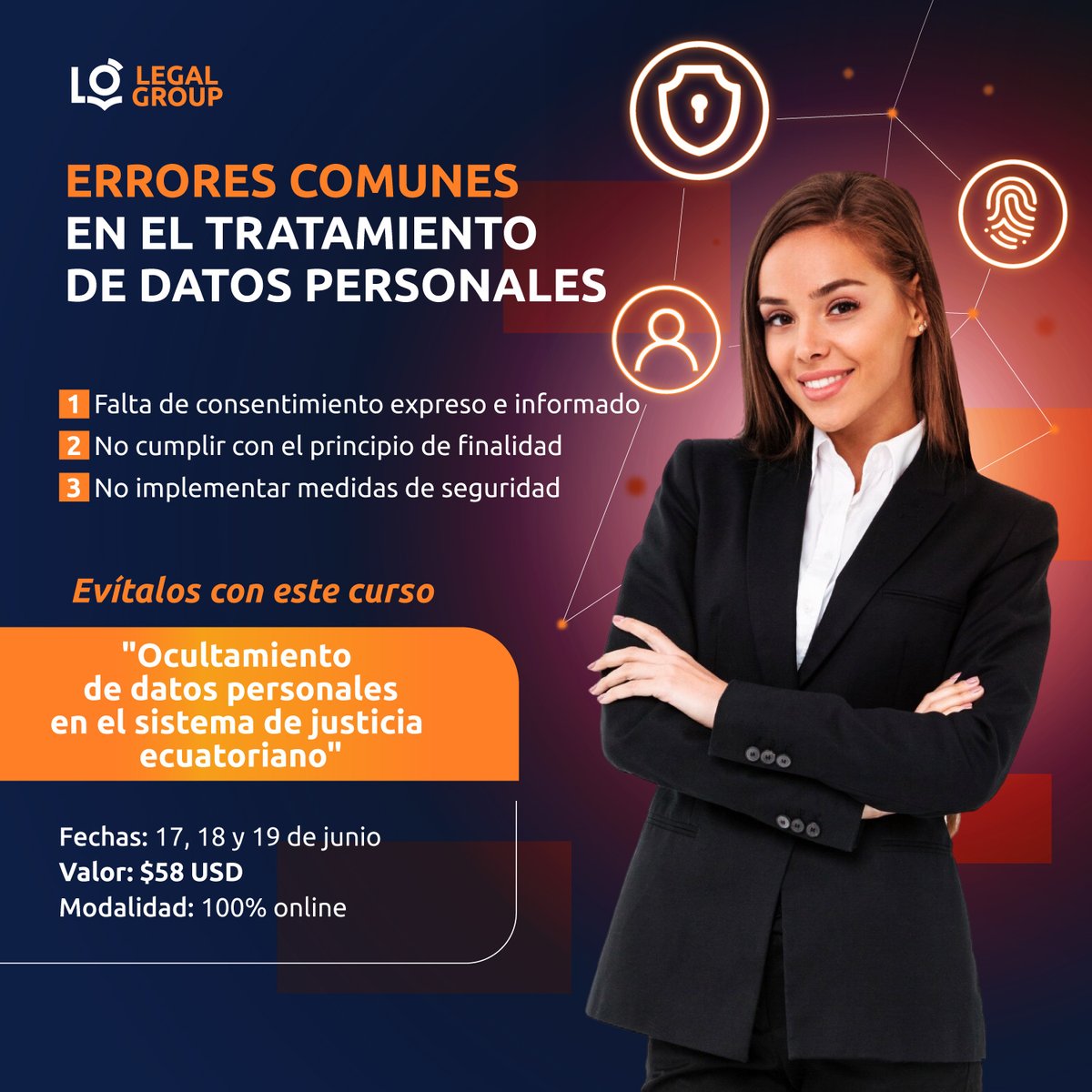 🔍 El mal manejo de datos en procesos judiciales vulnera derechos.
📚 Aprende a actuar con ética y técnica.
🗓 17-19 junio | 💻 Zoom | 📜 Certif. 20h

💰 $58

📲 tiny.cc/w9bg001