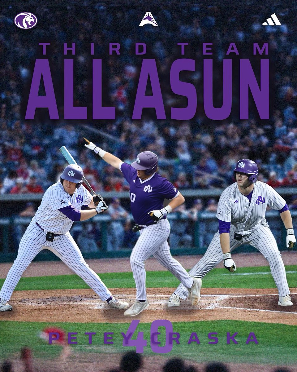 PETE’S TREAT💎

Congratulations to Petey Craska for earning Third Team All-ASUN. The redshirt freshman first baseman had a .360 batting average and .562 slugging percentage. He is the third Lion to make a Third Team All-ASUN including Jacob James and Gehrig Frei.

#RoarLions🦁