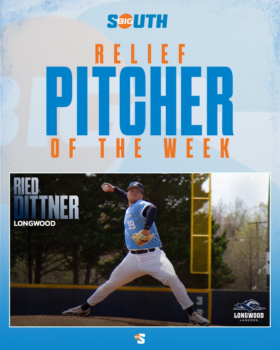 Big South Conference (@bigsouthsports) on Twitter photo He was ๐ out of the bullpen in Longwoodโs series sweep at Radford, making two appearances and tossing 4.0 scoreless innings to earn a save and help close out back-to-back victories ๐
<a href="/LongwoodBase/">Longwood Baseball</a> // <a href="/LongwoodLancers/">Longwood Lancers</a>' Ried Dittner is the #BigSouthBase Relief Pitcher of the He was ๐ out of the bullpen in Longwoodโs series sweep at Radford, making two appearances and tossing 4.0 scoreless innings to earn a save and help close out back-to-back victories ๐
<a href="/LongwoodBase/">Longwood Baseball</a> // <a href="/LongwoodLancers/">Longwood Lancers</a>' Ried Dittner is the #BigSouthBase Relief Pitcher of the