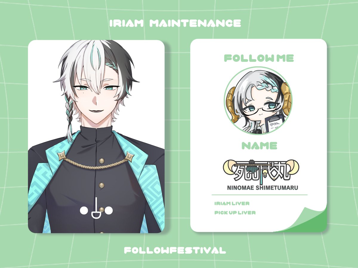 #IRIAMメンテ中のフォロー祭り

PULMLINK所属　一死滅丸(にのまえ しめつまる)

💡寝かしつけ電気羊
🐑癒やし系のんびりボイス
💡胡散臭さﾏｼﾏｼ？？
🐑JR池袋駅改札外北通路に駅ポス掲載中！

{👤♻💟｝⏩️巡回！
配信場所⏬️
 #IRIAM web.iriam.app/s/user/co1AFG9…
#おはようＶライバー