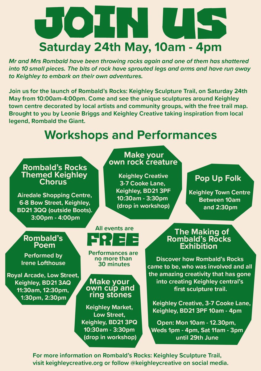 Rombald's Rocks activities, Keighley town centre, Saturday 24th May