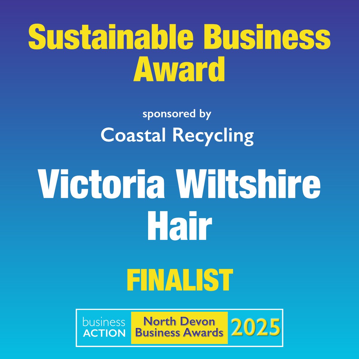 Delighted that Victoria Wiltshire Hair is a finalist in our Sustainable Business Award 2025, sponsored by Coastal Recycling

Book ticket(s) for the awards event 6 June at businessaction.peak-online.com/list-booking/n…

#ndevon #northdevon #sustainable #awards