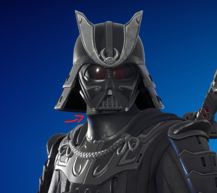 Saunik_YT's tweet photo. @Fortnite @FortniteFR @FortniteStatus there is a bugged vertex on Samouraï Darth Vader since its launch, could you fix it ? It creates a weird shape on the neck dragging the bottom of the mouth https://t.co/5EP4gYZH8C