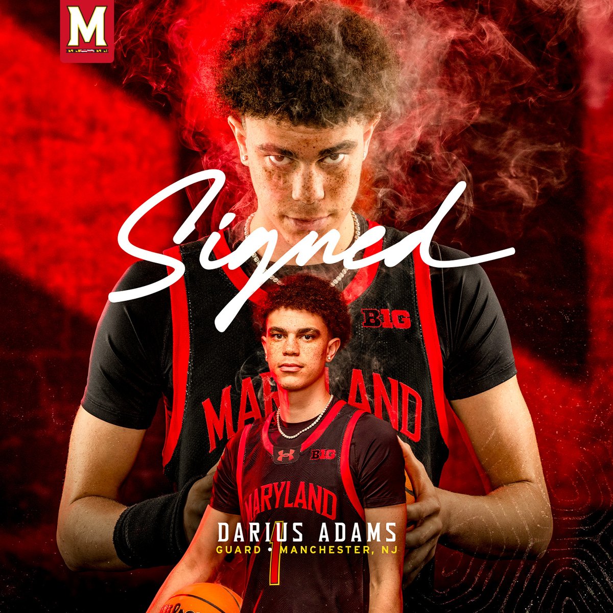 Maryland Men’s Basketball (@terrapinhoops) on Twitter photo Officially Signed ✍️
<a href="/dariusadamss/">Darius Adams</a> is officially a Terp!
"He’s a highly skilled player who can impact winning from day one with his competitiveness, unselfishness, and feel for the game." <a href="/TeamCoachBuzz/">Buzz Williams</a>
📰 - go.umd.edu/1zk7 Officially Signed ✍️
<a href="/dariusadamss/">Darius Adams</a> is officially a Terp!
"He’s a highly skilled player who can impact winning from day one with his competitiveness, unselfishness, and feel for the game." <a href="/TeamCoachBuzz/">Buzz Williams</a>
📰 - go.umd.edu/1zk7