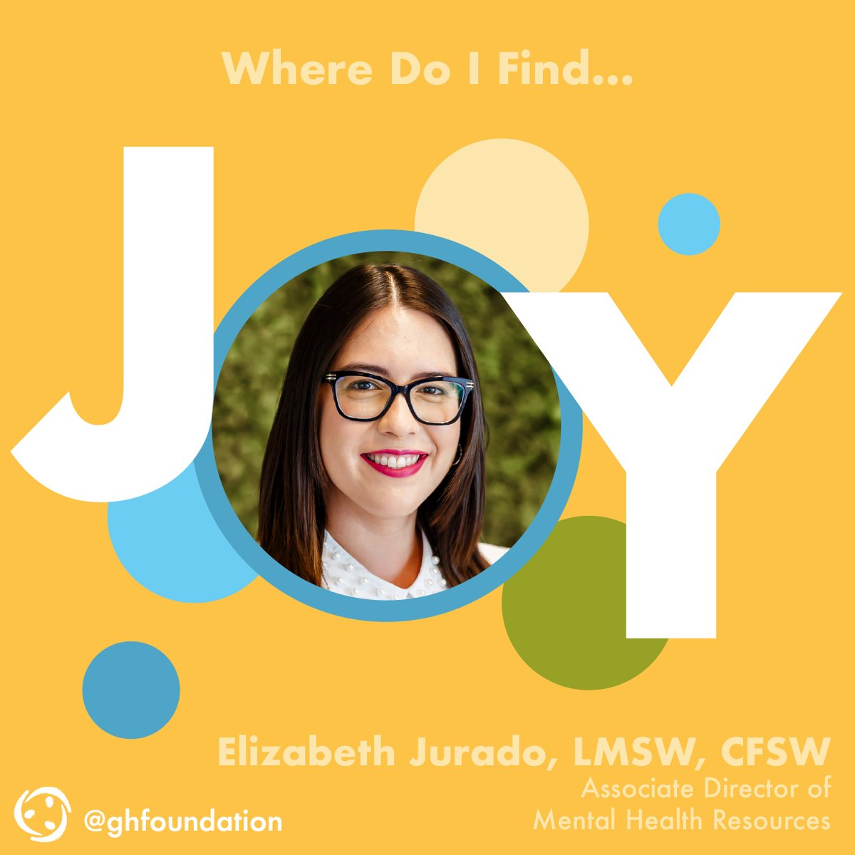 GHFoundation's tweet image. Where do you find Joy? Elizabeth Jurado, Grant Halliburton Foundation associate director of mental health resources, finds joy in embracing her truth. Being deeply grounded in her culture, creativity, and meaningful connection.

#findjoy #liveinhope #granthalliburtonfoundation