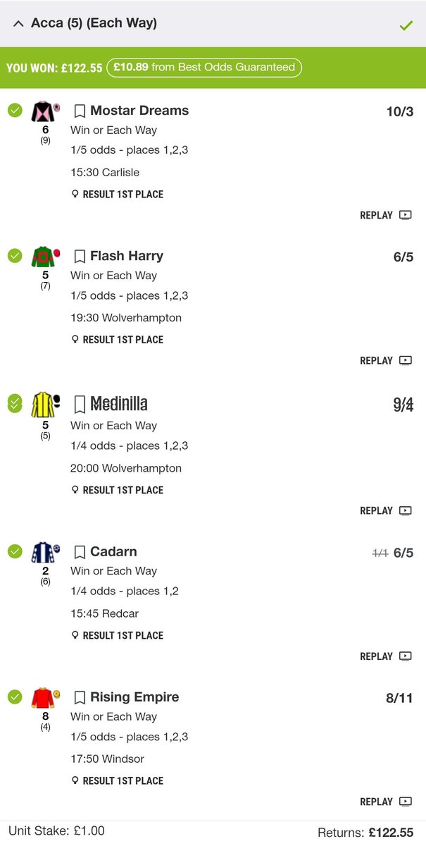 Baz_M1's tweet photo. @TopRacingTipsRP @TRTPremium Wonder what the odds would have been had I added one of the long shots!! Surely someone has done a 6 fold...I want to see haha

🐐 https://t.co/QCwH2FWljb