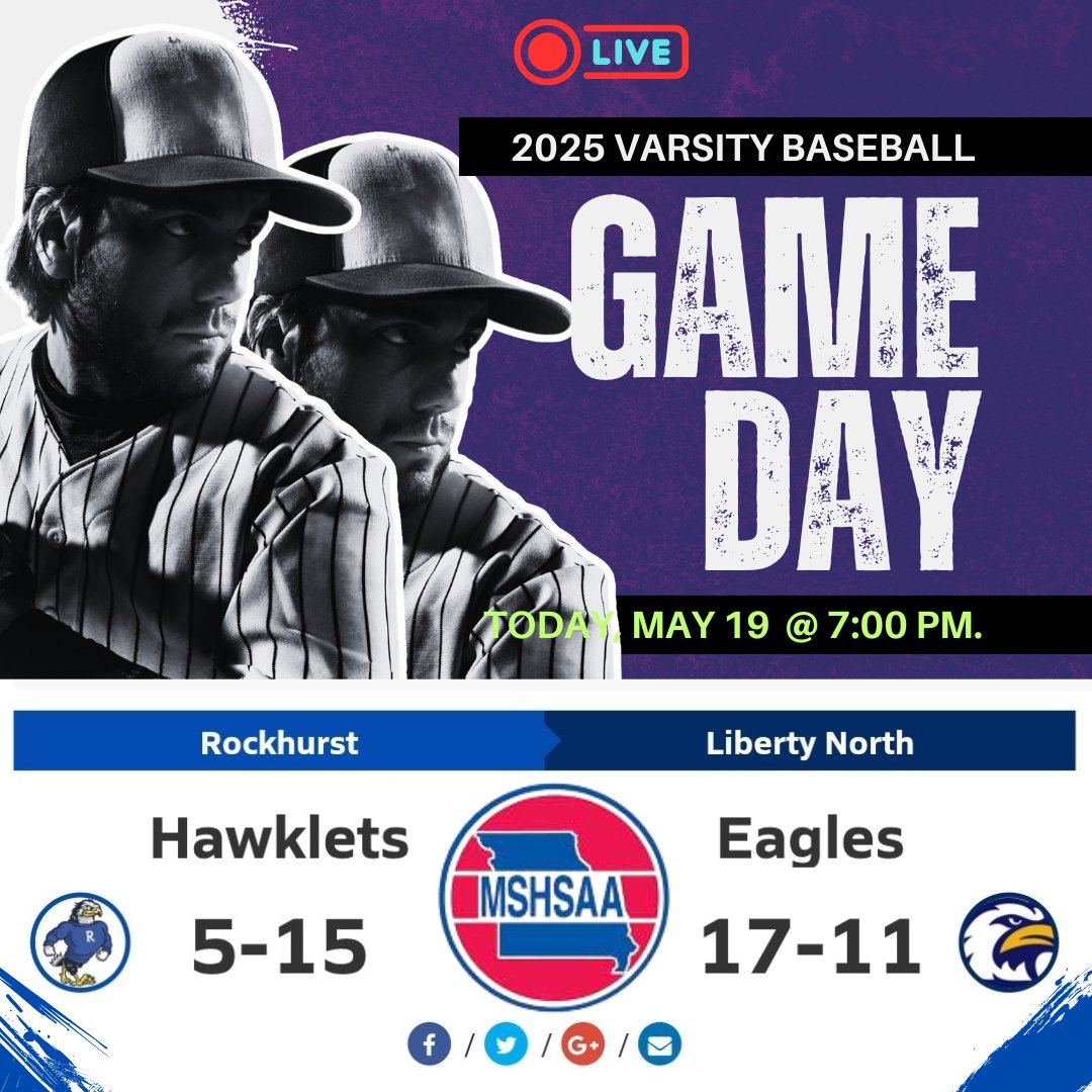 🔥𝙂𝘼𝙈𝙀𝘿𝘼𝙔
⚾️ Rockhurst 🆚 Liberty North 
📺 Live: livestream.highschoolsports.live
🗓 Today, May 19
⏰️ 7p.
<a href="/HawkletBaseball/">Rockhurst HS Baseball</a> <a href="/tracydamario/">Tracy Damario</a> <a href="/chris_coffin/">Chris Coffin</a> <a href="/GoHawklets/">Rockhurst HS Athletics</a> <a href="/RockhurstHS/">Rockhurst HS</a> <a href="/LNEagleBaseball/">LNHS_Baseball</a> <a href="/CoachLMoore/">Coach Moore</a> <a href="/CollinLafferty_/">Collin Lafferty</a> <a href="/sdrsdd/">Sarah DeValkenaere</a> <a href="/BrettSwansonn/">Brett Swanson</a> <a href="/C_DeValkenaere/">Chase DeValkenaere</a> <a href="/TuckerGamet27/">Tucker Gamet</a>