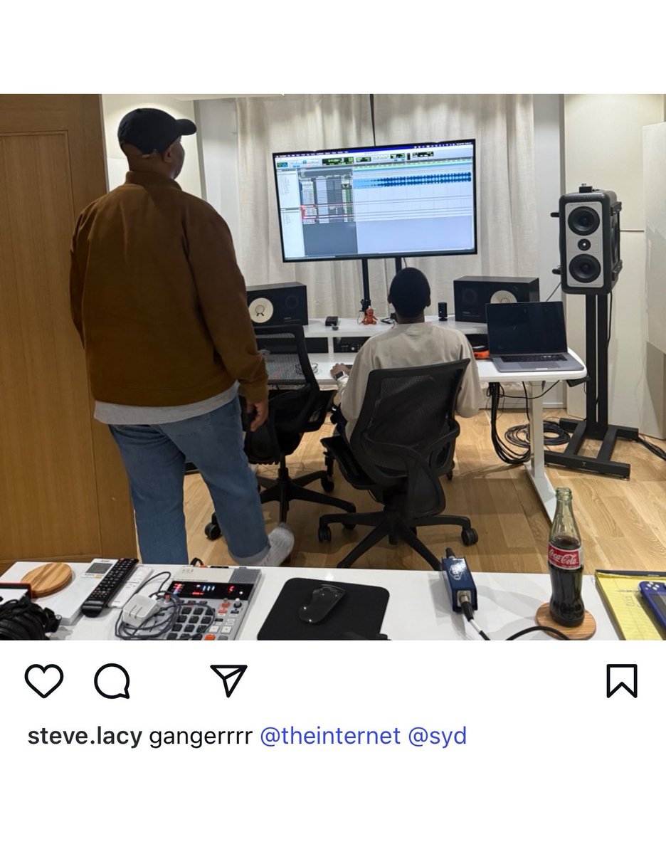 Kurrco's tweet photo. Steve Lacy, Syd, and Matt Martians in the studio working on the upcoming 'The Internet' album 👀 https://t.co/8hddu9MNhp