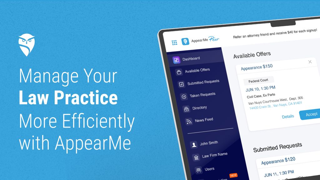 AppearMe - Your go-to app for boosting law firm productivity!

Read the details 🔗 bit.ly/43ognfx

#lawyerlife #appearanceattorney #lawfirm #perdiemattorney #lawyerlife #attorney #practicelaw #LegalServices #deposition #lawyer #legalhelp #courthearing #litigators