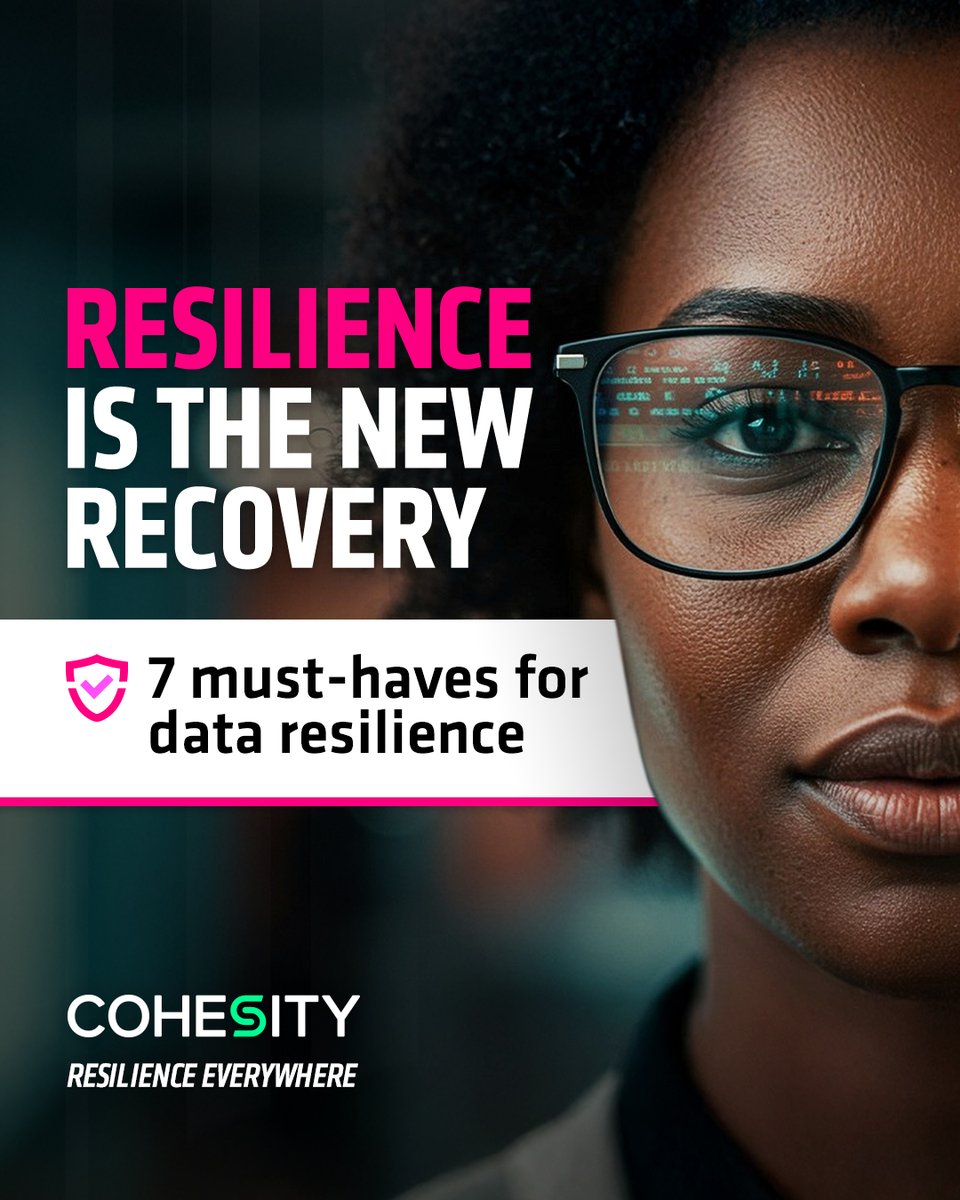 Cohesity's tweet image. Cyber threats don’t wait, and your recovery strategy shouldn’t either. Forrester breaks down the top seven components of #DataResilience in a #HybridCloud world.  
  
Learn more: cohesity.co/4klzy0Z

#CyberResilience #DataSecurity #ResilienceEverWhere