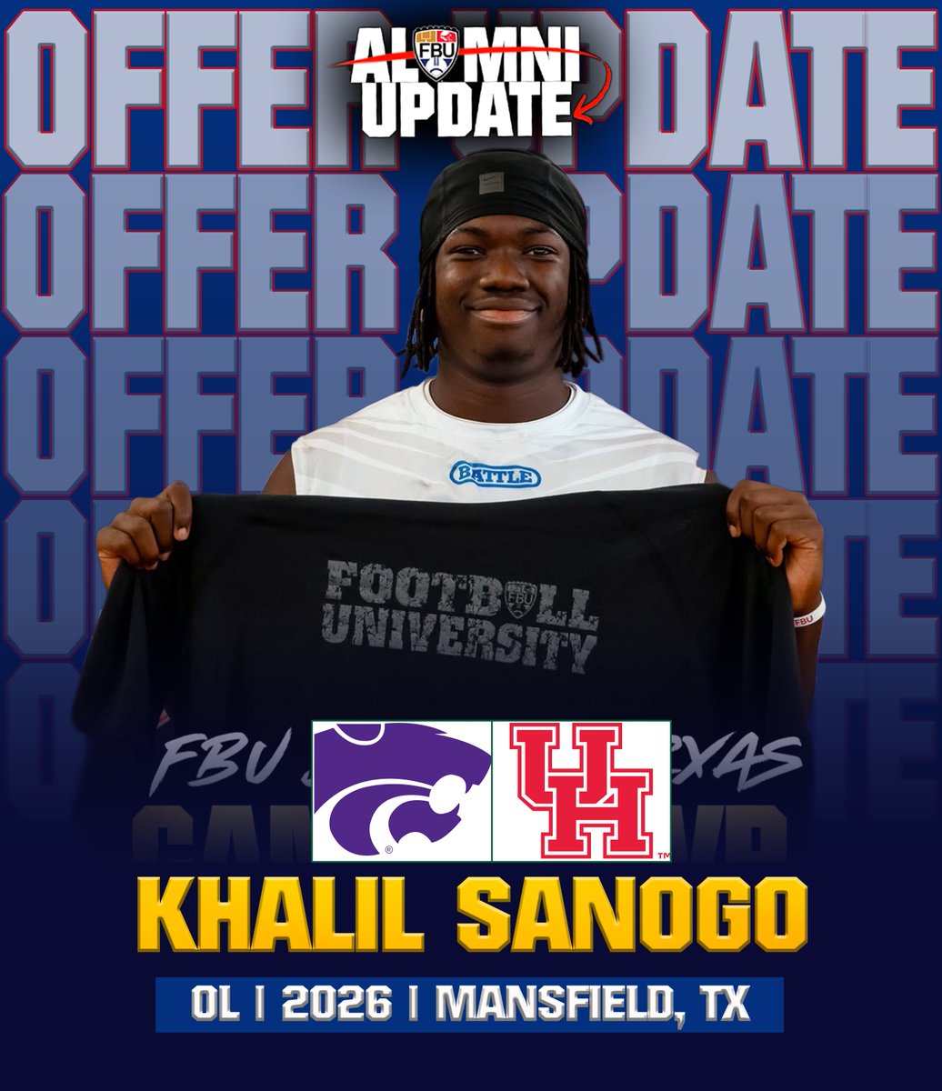 FBUcamp's tweet photo. OFFER UPDATE ‼️
#FBUPathAlum Khalil Sanogo secures 2 D1 offers from Kansas State and Houston!
Congratulations
You Next? #FBU #GetBetterHere
https://t.co/yM25Y8Tc1O
@KhalilSanogo71
@Battle https://t.co/soOA2Of4OA