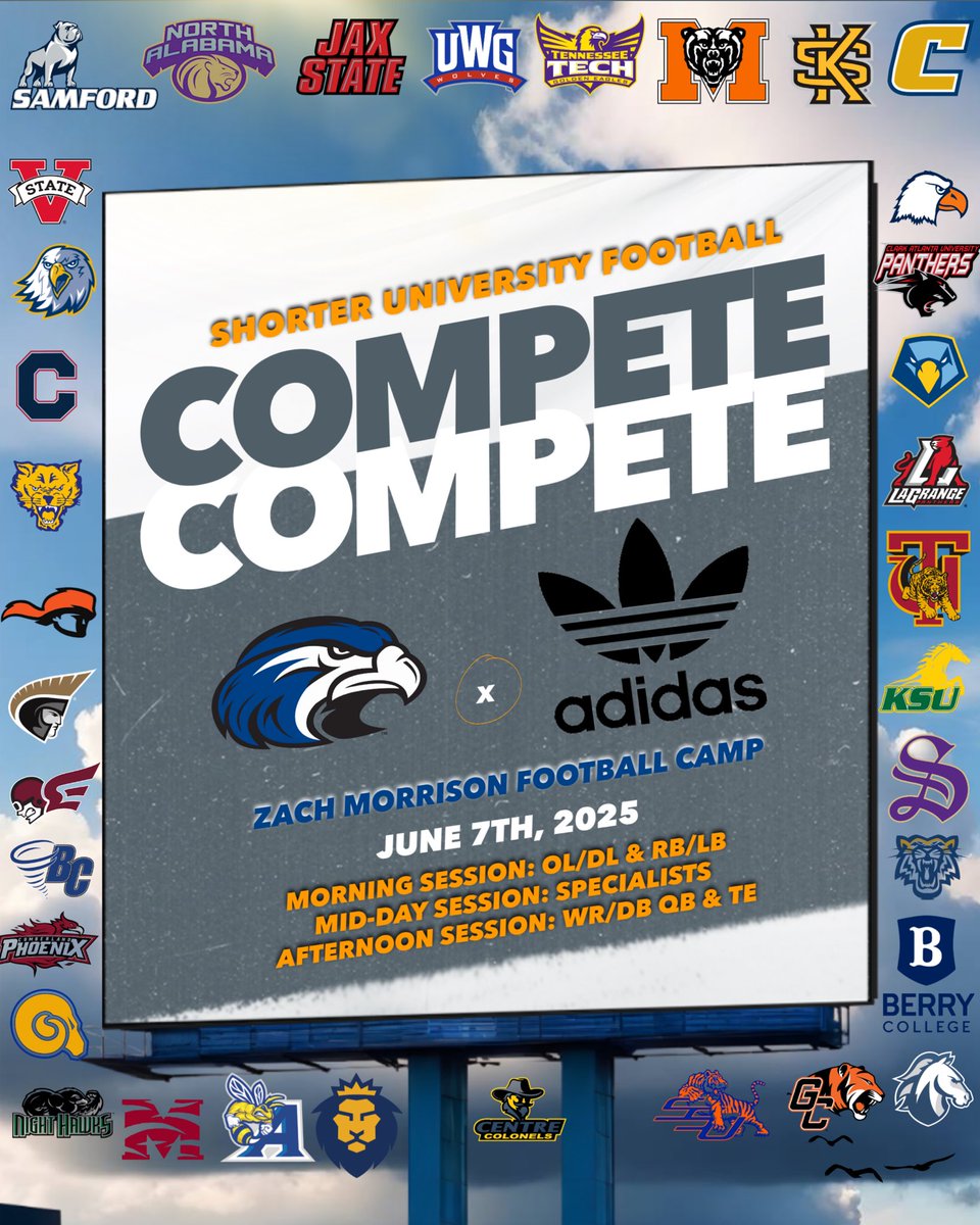 Zach Morrison (@coachmorrison58) on Twitter photo June 7th
Can’t wait to see the competition on campus! Colleges from all over the south! Sign up and COMPETE!
Continuing the build, “Brick by Brick”
…hmorrisonfootballcamps.totalcamps.com
<a href="/SUHawkVision/">HawkVision</a> <a href="/Shorter_FB/">Shorter Hawks Football</a> <a href="/Coach_HJacobs/">CoachHarlen Jacobs</a> <a href="/LaneKnost/">Coach Lane Knost</a> <a href="/TimGlanton/">Coach Tim Glanton</a> June 7th
Can’t wait to see the competition on campus! Colleges from all over the south! Sign up and COMPETE!
Continuing the build, “Brick by Brick”
…hmorrisonfootballcamps.totalcamps.com
<a href="/SUHawkVision/">HawkVision</a> <a href="/Shorter_FB/">Shorter Hawks Football</a> <a href="/Coach_HJacobs/">CoachHarlen Jacobs</a> <a href="/LaneKnost/">Coach Lane Knost</a> <a href="/TimGlanton/">Coach Tim Glanton</a>