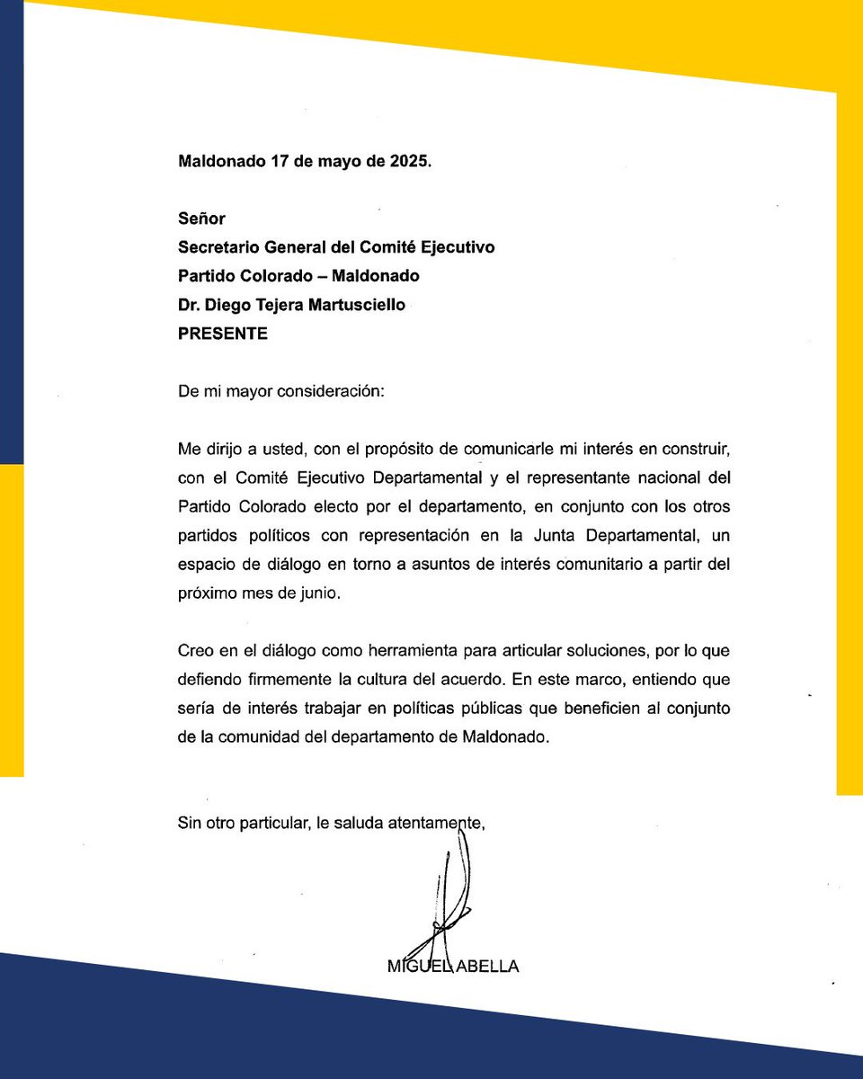 Convocamos a  los partidos políticos con representación en la Junta Departamental para construir un espacio de diálogo en torno a asuntos de interés comunitario. Entendemos que el diálogo es una herramienta para articular soluciones. Defendemos la cultura del acuerdo, para así