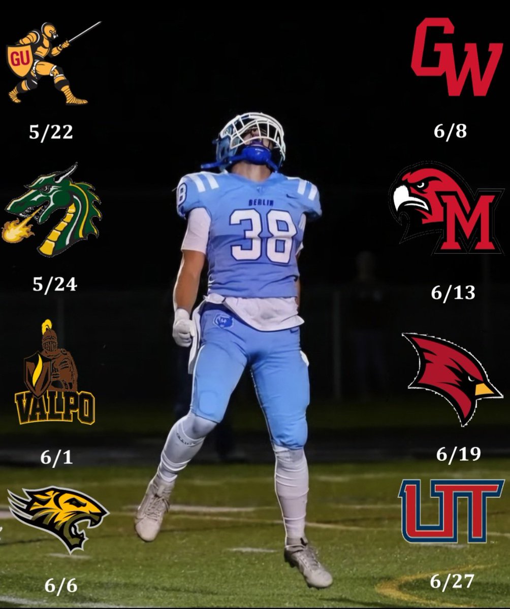 Liam Doneyhue (@doneyhue_liam) on Twitter photo Made a few changes to the remaining camp schedule! Thanks for the film review, looks, and personal invites! I'm really looking forward to learning, competing, and meeting everyone!
<a href="/coachkage/">Tony Caljean</a> <a href="/Coach_Ekkens/">Brett Ekkens</a> <a href="/CoachGeiger_/">Coach TG</a> <a href="/Coach_Rode/">Andrew Rode</a> <a href="/CoachSchu44/">Joshua Schumacher</a> <a href="/rbrady1313/">Ryan Brady</a> <a href="/PeteShinnick/">Pete Shinnick</a> Made a few changes to the remaining camp schedule! Thanks for the film review, looks, and personal invites! I'm really looking forward to learning, competing, and meeting everyone!
<a href="/coachkage/">Tony Caljean</a> <a href="/Coach_Ekkens/">Brett Ekkens</a> <a href="/CoachGeiger_/">Coach TG</a> <a href="/Coach_Rode/">Andrew Rode</a> <a href="/CoachSchu44/">Joshua Schumacher</a> <a href="/rbrady1313/">Ryan Brady</a> <a href="/PeteShinnick/">Pete Shinnick</a>