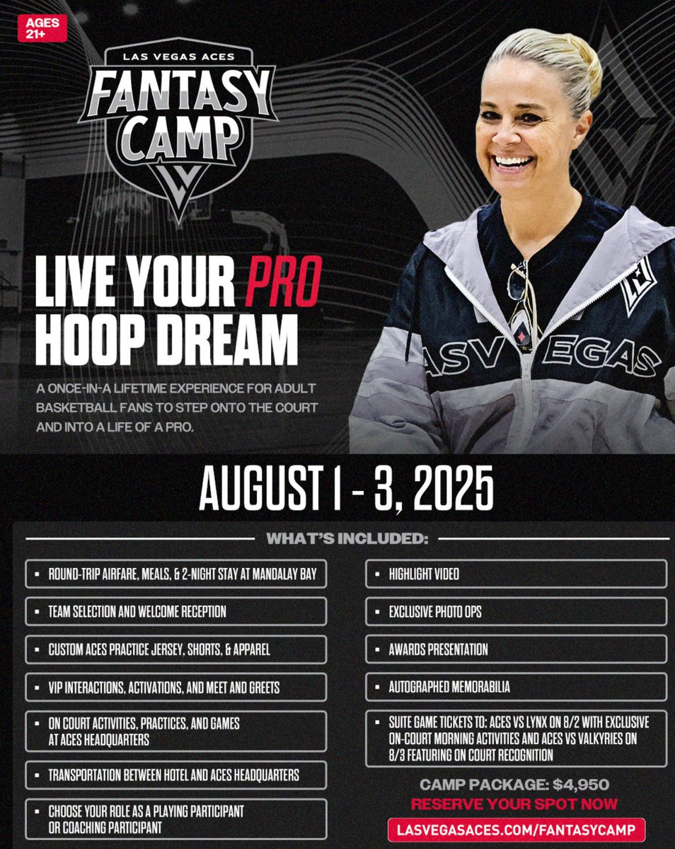 The Aces will allow you to live your professional hoop dream for $4,950 for three days in Vegas.
