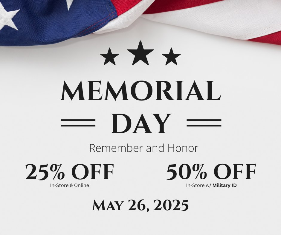 TexasFreedomCBD's tweet photo. We’re celebrating Memorial Day on May 26 with a 25% off sale both in-store and online!
Plus, if you bring your military ID to the store, you’ll receive 50% off all Texas Freedom products (accessories excluded).

https://t.co/jCWAA81WTv https://t.co/TC8DkPHhvd