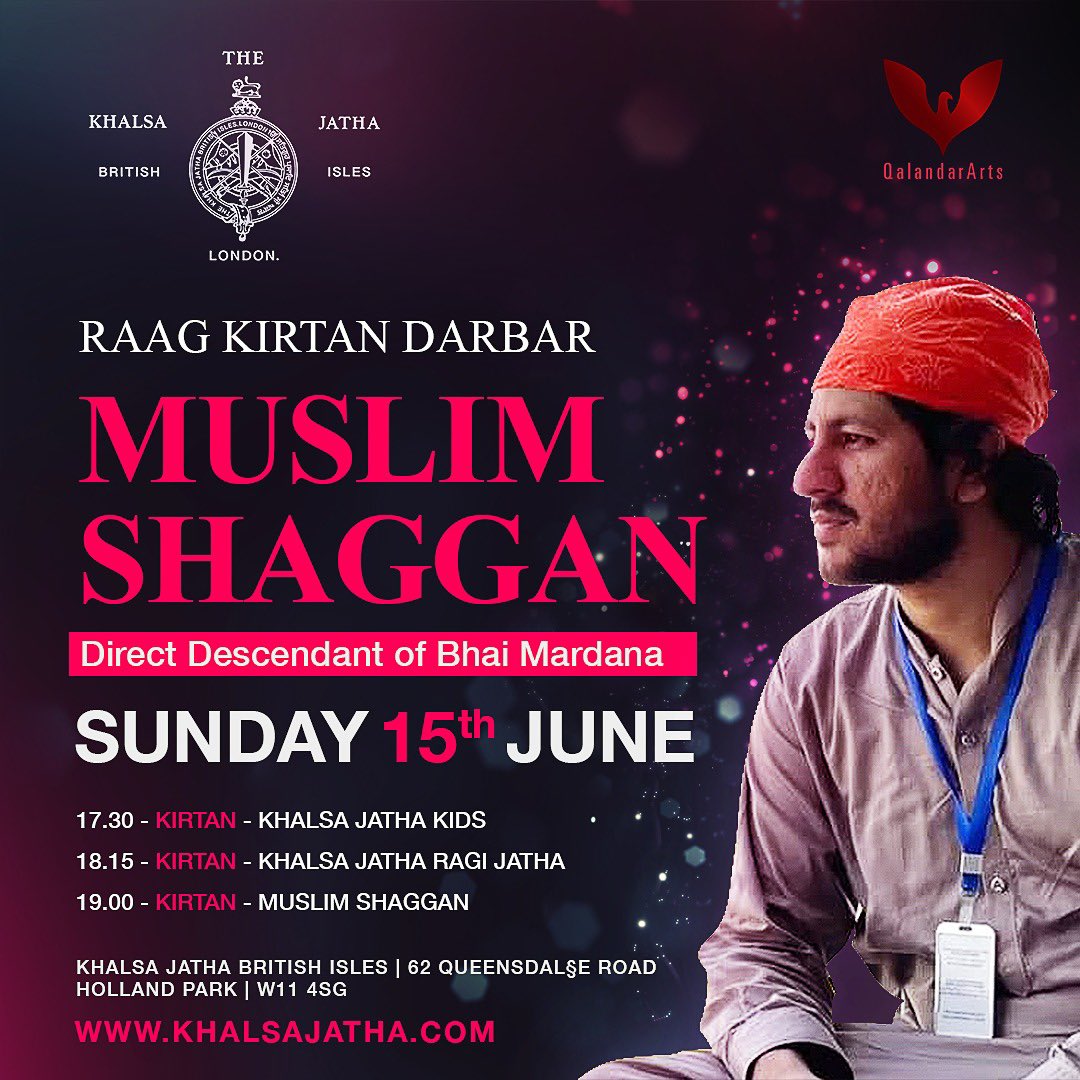 Muslim Shaggan is known and regarded for his classical singing and connection to the rababi musical tradition. He descends from Bhai Mardana, a rababi who accompanied Guru Nanak Dev Ji. We're blessed to have him join us for Gurbani Raag Kirtan on 15th June at 7pm.

<a href="/QalandarArts/">QalandarArts</a>