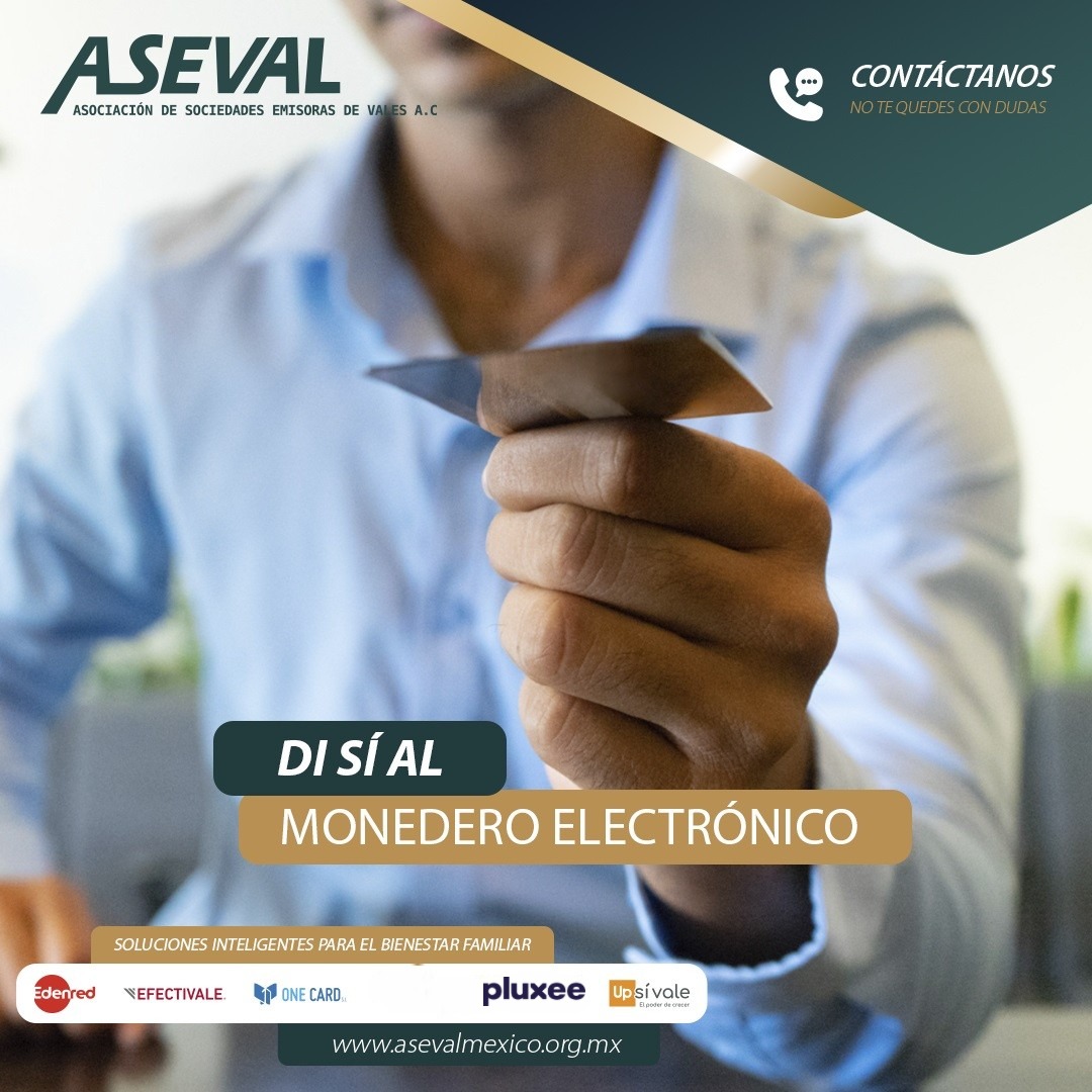 ASEVAL_Mexico's tweet image. ASEVAL tiene la solución *Di sí al uso del #MonederoElectrónico de #despensa*Di sí al #MonederoElectrónico de combustible *Di sí a la #TarjetaElectrónica de comida. @EdenredMexico @Efectivale @upsivale @onecardsi @PluxeeMexico
