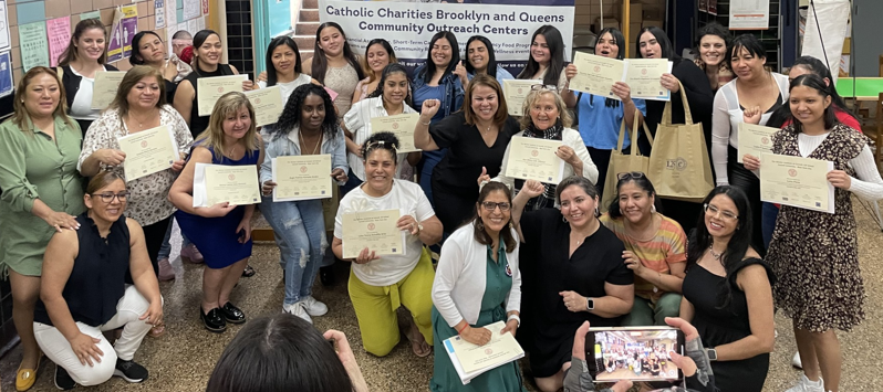 CathCharitiesBQ's tweet photo. This weekend, dedicated students of WIPA, a workforce experience service offered by the CC Office of Mission, completed a 12-wk journey thru elder care, childcare &amp; more. With certifications from Cornell’s WeRise Program, they're ready to make an impact! #CCBQ #JobForce https://t.co/4uygZBrpzq