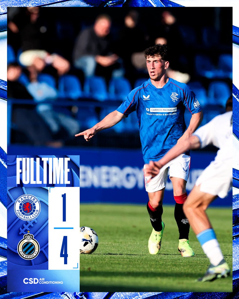 Full-Time at Rangers Training Centre.

Rangers 1 - 4 Club Brugge