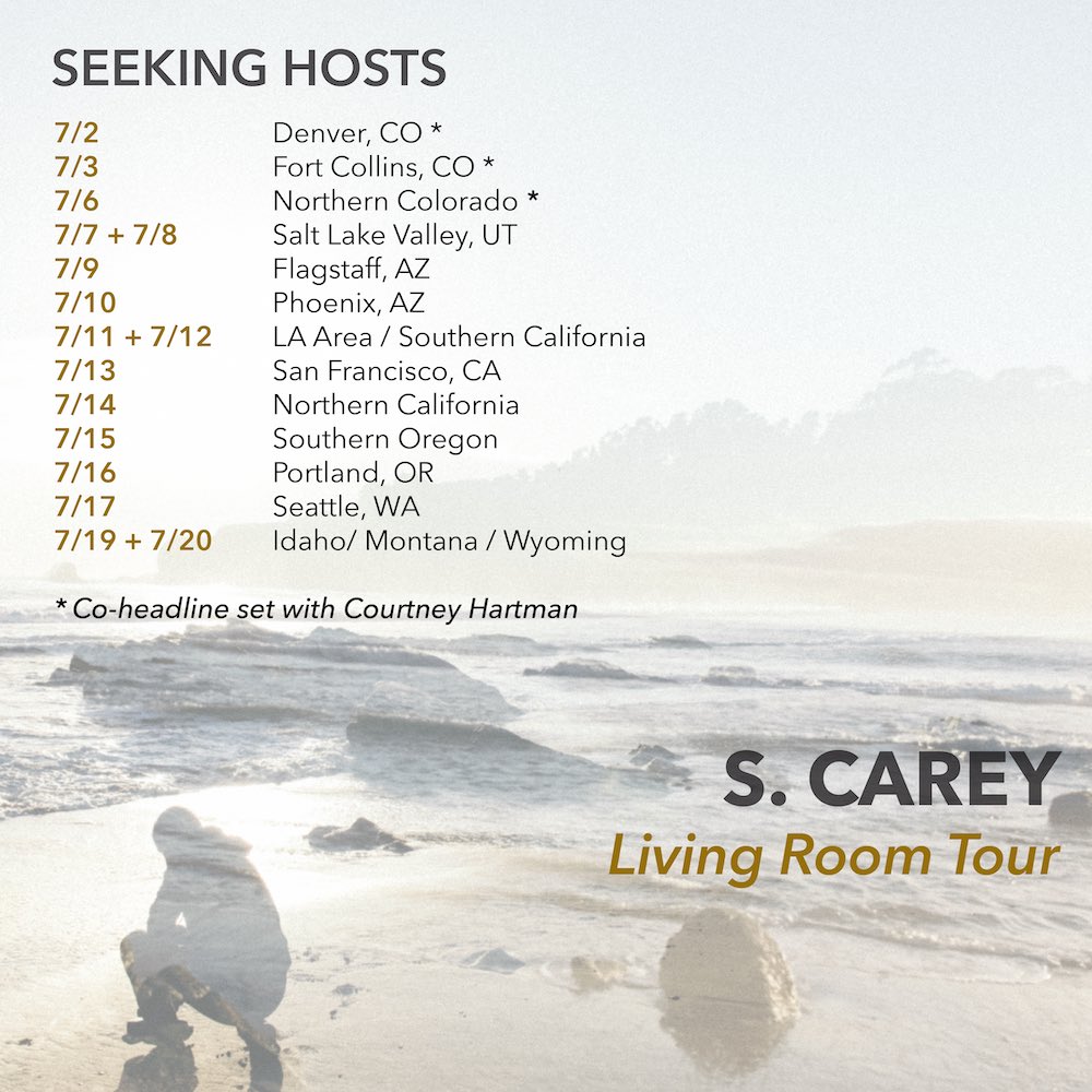 Check it out!! Living room tour continues this July! West - we coming !! Fill out a form today and host us ! Living rooms, galleries, intimate spaces etc. Excited to share a night of music with you. Xo- Sean

bit.ly/scareywesternus