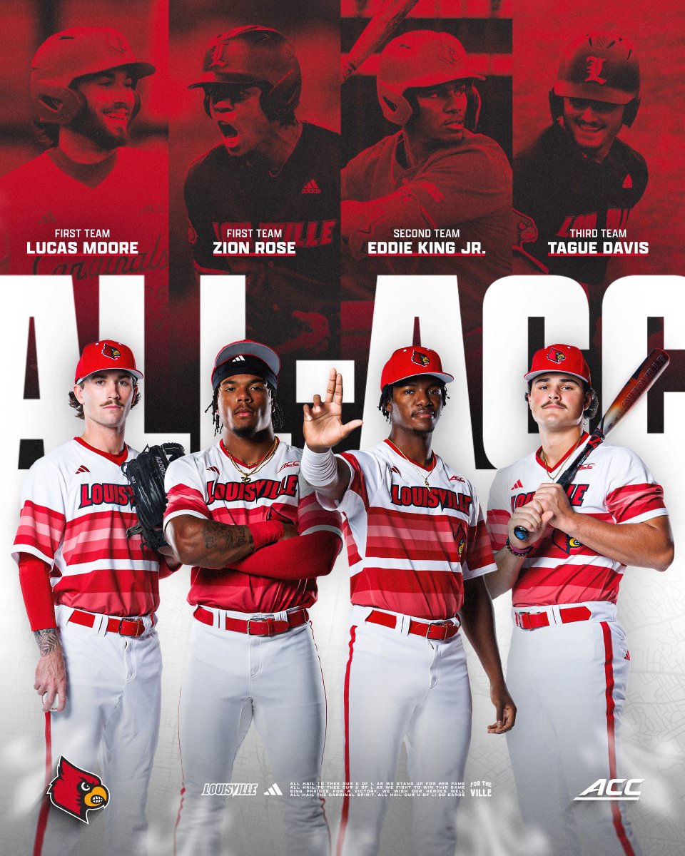 Louisville Baseball (@louisvillebsb) on Twitter photo π
πΌπ‘π‘-πΌπΎπΎ π
βͺοΈ <a href="/lucasmoorre/">Lucas Moore</a>
βͺοΈ <a href="/zionrosebball4/">Zion Rose</a>
βͺοΈ <a href="/EddieKingJr17/">Eddie King Jr.</a>
βͺοΈ Tague Davis
#GoCards π
πΌπ‘π‘-πΌπΎπΎ π
βͺοΈ <a href="/lucasmoorre/">Lucas Moore</a>
βͺοΈ <a href="/zionrosebball4/">Zion Rose</a>
βͺοΈ <a href="/EddieKingJr17/">Eddie King Jr.</a>
βͺοΈ Tague Davis
#GoCards