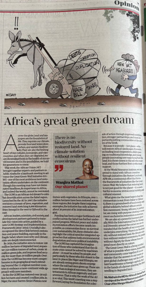 The AU brought together experts &amp; partners in Addis Ababa for a landmark mtg to advance the Great Green Wall Initiative (GGWI) - one of the most ambitious land restoration efforts undertaken on the continent. Read
more 👇🏽