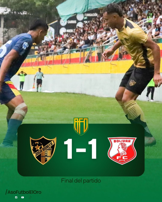 Joga Bonito Z empató 1x1 con Bolivar FC en la tercera fecha del torneo de Segunda Categoría de la Asociación de Fútbol Profesional de El Oro 🙌🏼