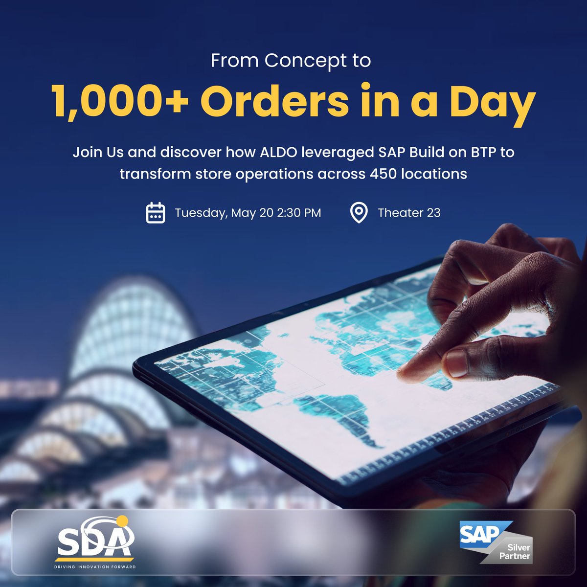 Modernizing application development at ALDO with SAP Build - BTP3584
Hear the ALDO perspective on how to extend SAP applications with SAP Build.

📅 Tuesday, May 20 2:30 PM

📍 Theater 23
🔗 sap.com/events/sapphir…