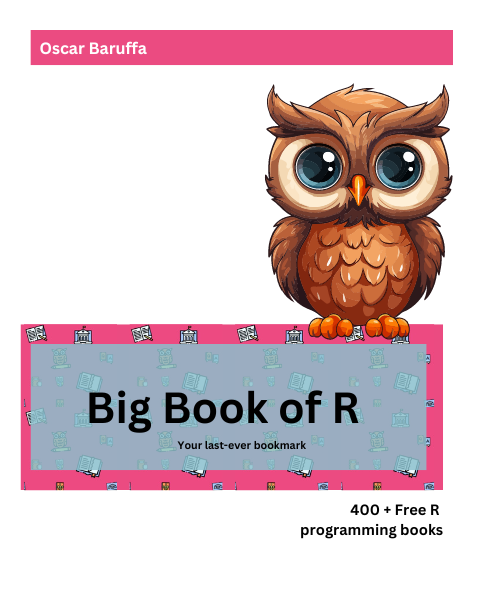 Libro de libros de #R. 📕📗📘
bigbookofr.com
Más de 400 libros disponibles y con acceso libre para el aprendizaje de R.
#rstats 
#DataScience 
#Datavisualization 
#data