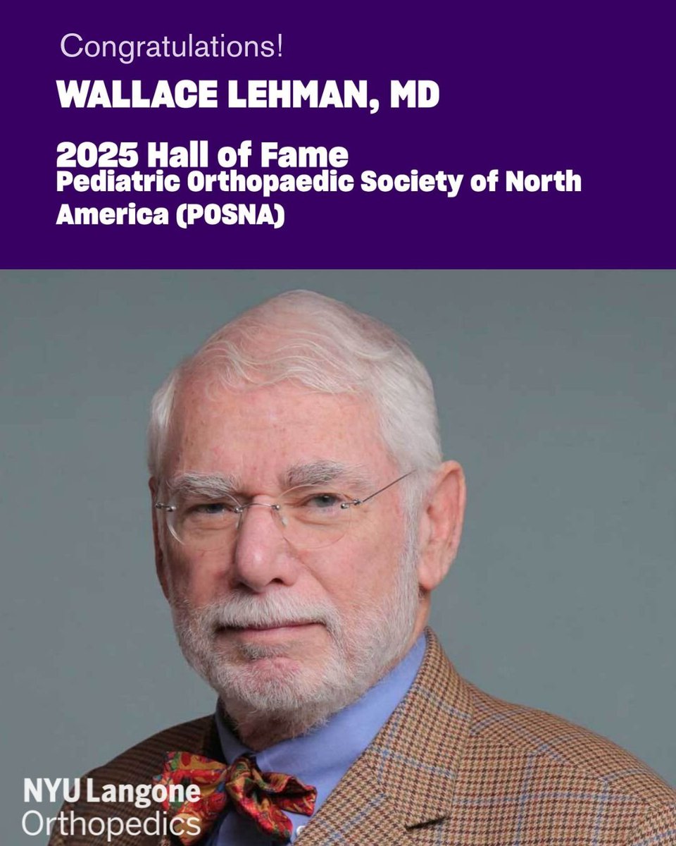 Congratulations to Dr. Wallace Lehman on his induction into the POSNA Hall of Fame! A true pioneer in pediatric orthopedic surgery, his legacy at NYU Langone Orthopedics and POSNA is unmatched. #Orthopedics #POSNA