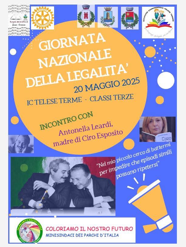 CiroVive's tweet photo. a Presidentessa #AntonellaLeardi parteciperà ad una importante giornata sulla legalità.
Per celebrare la “giornata nazionale della legalità”, che si svolgerà  il 23 maggio, 
il giorno 20 gli studenti dell’IC TELESE TERME incontreranno Mamma Antonella 

#Eventi #CiroVive https://t.co/3UTOJjYx6g
